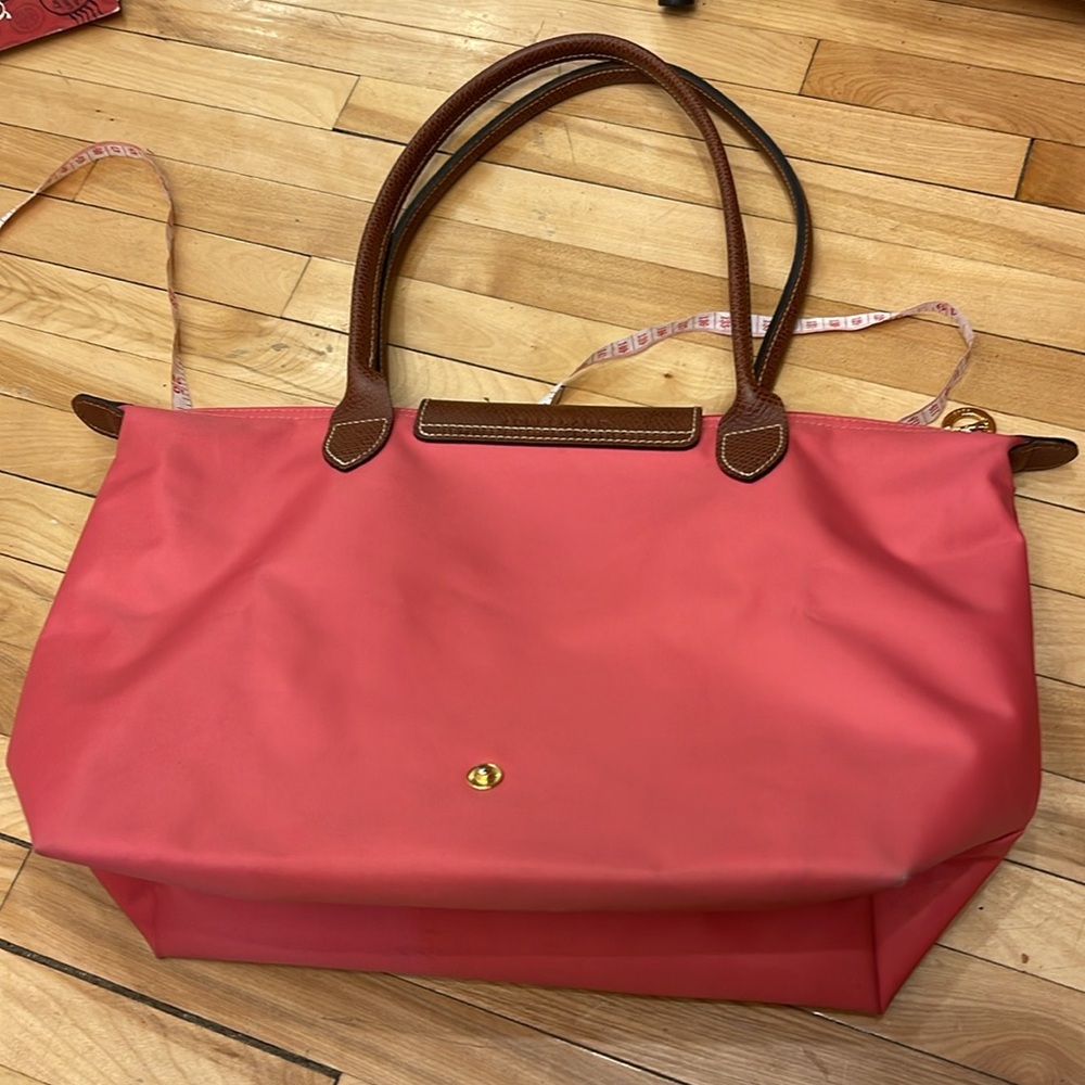 Longchamp Pink and Brown Tote Bag with Leather Handles FIRM - Picture 4 of 9